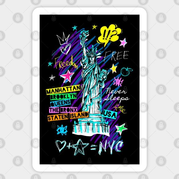 liberty statue New York Magnet by Mako Design 